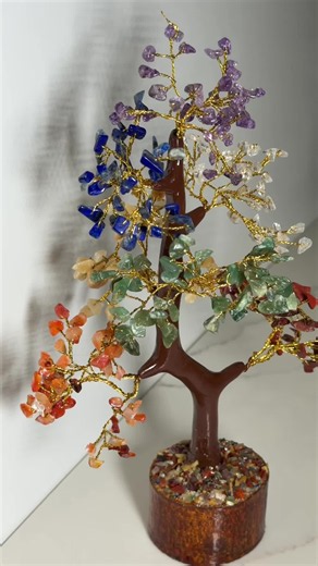 KarmaPledge 7 Chakra Crystal Tree - Meaningful Birthday Gifts for Women, Mom & Friends | Good Luck Gifts for Christmas, Thanksgiving, Valentine & Mothers Day | Handcrafted Natural Crystal Brings Positivity, 7 Chakra Balance, #naturalcrystal #chakrabalancing #homedecor #arboldecristales