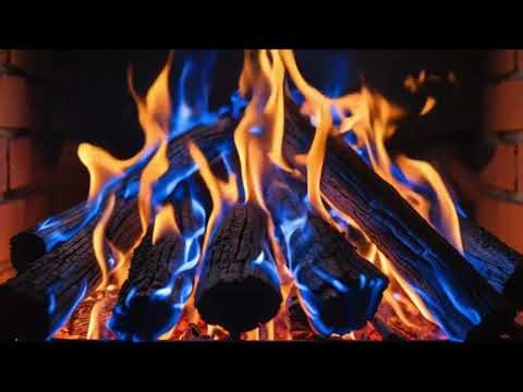 Peaceful Evening Fire with Bright Blue Flames and Warm Glow