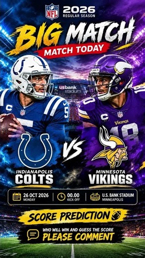 🔥 Colts vs Vikings 🏈 | BIG MATCH & Score Prediction! #nflshorts