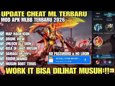 CHEAT ML AUTO AIM ｜｜ MOD MENU MOBILE LEGENDS 2026 ｜｜ AUTO AIM ALL HERO + MAP HACK + UNLOCK ALL SKIN