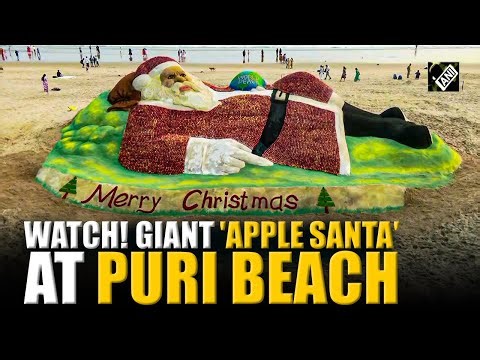 Sudarsan Pattnaik creates biggest 'Apple Santa' sculpture, breaks World Record at Puri Beach