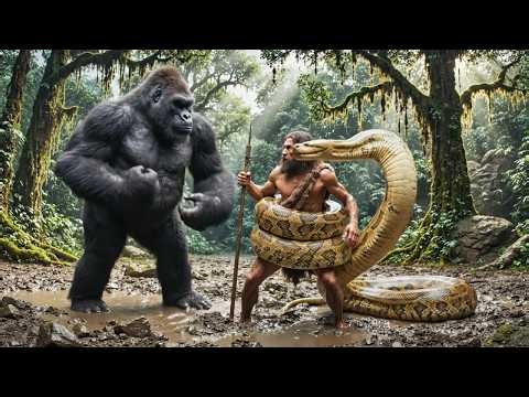 GIANT PYTHON Attacks Prehistoric Family | King Kong Saves Them in an Epic Battle | Full Documentary