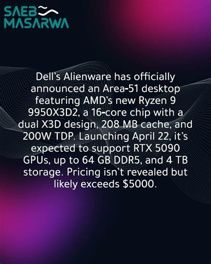 Alienware unveils Area-51 desktops featuring AMD Ryzen 9 9950X3D2
