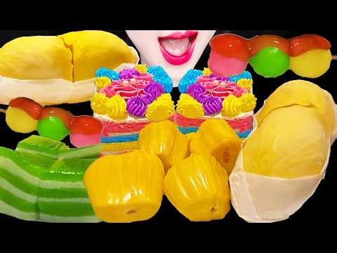 ASMR JACK FRUIT, DURIAN, THAI DESSERT, EXOTIC FRUITS 잭프루트, 두리안, 태국 디저트 먹방 MUKBANG, EATING