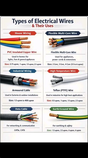 Different Types of Wires Explained ⚡ | Electrical Wiring Basics for Beginners #ElectricalEngineering
