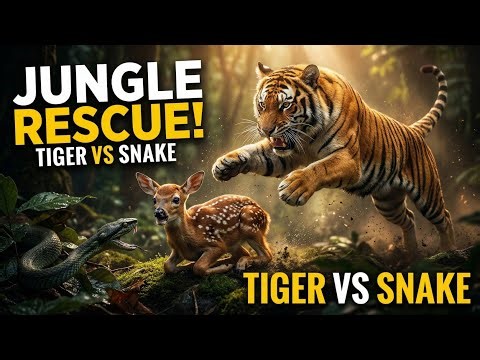 A Kind Tiger Protects a Baby Deer From a Deadly Snake