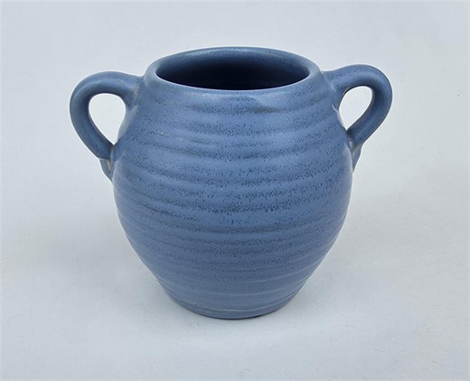 Camark Pottery Handled Vase - Concentric Ring Bee Hive Design - Frothy Blue Glaze -die Stamp Mark - 5" - Etsy