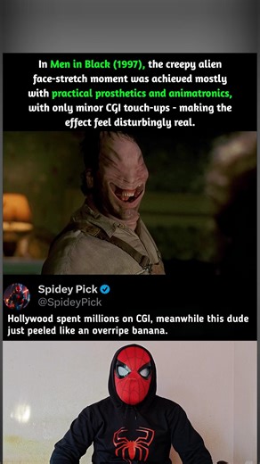 In Men in Black (1997), The Alien Face Stretch Was Mostly Practical Effects! #shorts