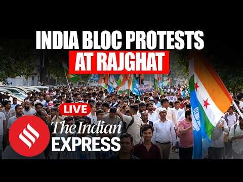 Opposition Leaders Of The INDIA Bloc Protest At Raj Ghat