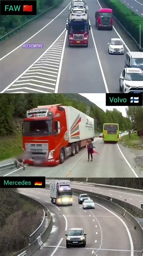 Mercedes vs Volvo vs FAW: The Ultimate Automatic Braking Challenge! ⛔🚛 #shorts