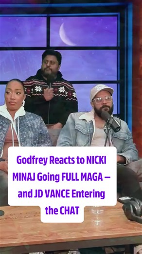 Part 1: Godfrey reacts to Nicki Minaj going full MAGA and JD Vance’s speech, joined live by Dante Nero, Dean Edwards, Eva Evans, Akeem Woods, and Vishnu Vaka. The conversation blends sharp comedy with real-time reactions as politics, pop culture, and hip-hop collide in unpredictable ways. Broadcast live from New York, the crew bounces between current events, race, movies, music, TV, and whatever wild clips Godfrey pulls from the internet. With nonstop impressions, unfiltered jokes, and classic b