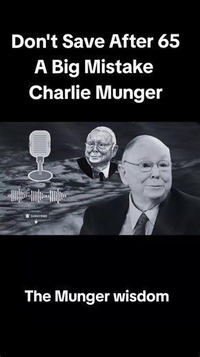 Don't Save After 65 - A Big Mistake | Charlie Munger #charliemunger #retirementplanning #WealthAfter60 #smartmoneymoves #financialwisdom As people approach retirement, most believe saving more money is the safest path. But Charlie Munger challenges this belief with powerful, counterintuitive wisdom: after 65, saving blindly can become one of the biggest financial mistakes of your life. In this eye-opening 19-minute video, we uncover why Munger believed that at an older age, the goal should shift
