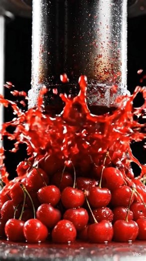 “Cherry vs Hydraulic Press – Insane Juice Explosion! 🍒💥”