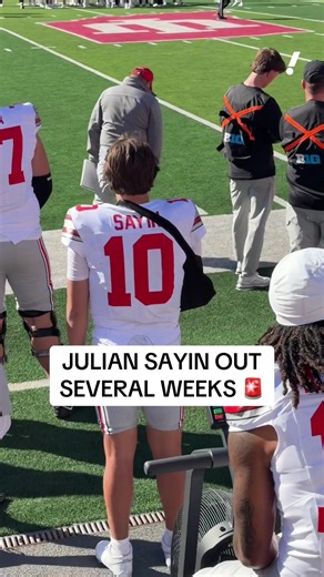 Ohio State QB Julian Sayin will be out several weeks after suffering an upper body injury vs. Indiana on Saturday, per head coach Ryan Day. #CollegeFootball #CFB #OhioStateFootball