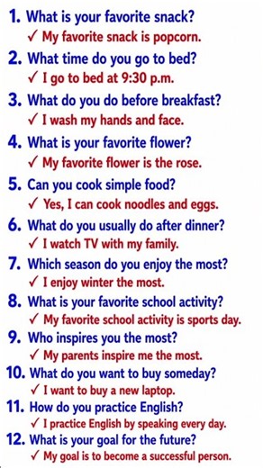 Improve Your English | 12 Basic English Questions and Answers#ImproveEnglish #LearnEnglish #english