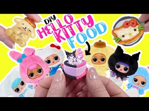 LOL Surprise Hello Kitty Dolls DIY Food for Party with Friends! Pretend Play Miniverse
