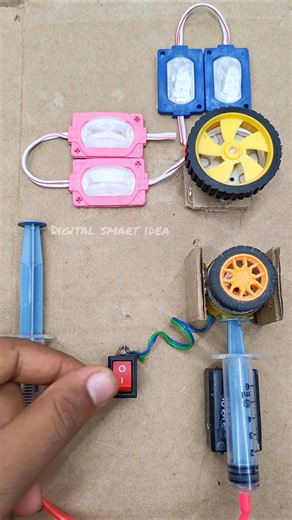 2 Tiny Wheels Powering Neon LED | Mini Hydraulic Power! #shorts #dcmotor