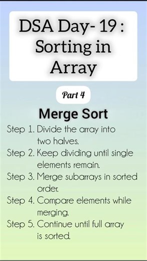 Day 19 of DSA | Merge Sort Algorithm in C | Data structure series #dsa #mergesort #shorts #shortyt