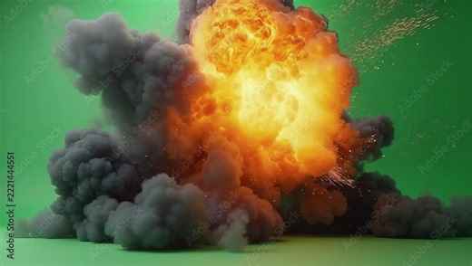 Massive Explosion Erupts with Fiery Flames and Thick Smoke Cloud