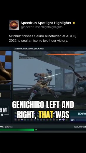 Mitchriz finishes Sekiro blindfolded at AGDQ 2022 to seal an iconic two-hour victory.