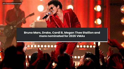Bruno Mars, Drake, Cardi B, Megan Thee Stallion and more nominated for 2026 VMAs