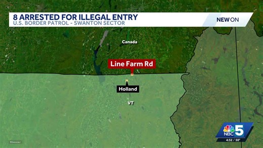 Eight migrants arrested for illegally crossing US.-Canada border in Vermont, CBP says