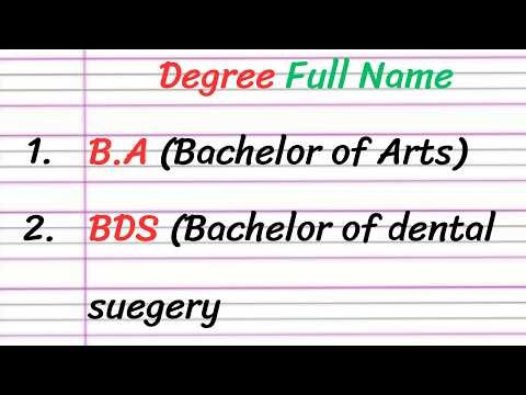 Degree Full Name || Full Forms of Degree || Degree Abbreviations || Different Forms of Degree