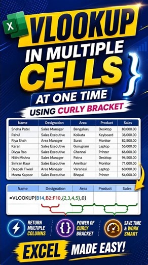 VLOOKUP for MULTIPLE Cells at Once🔥 👌 😮