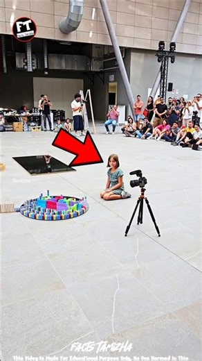 Little girl takes down domino tower| Facts Ulagam_#shorts