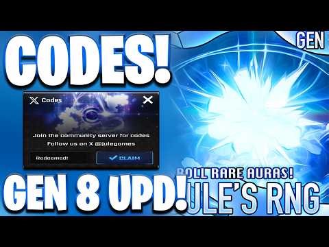 * 💫GEN 8* NEW ALL WORKING GEN 8 UPDATE CODES FOR JULES RNG! ROBLOX JULES RNG CODES