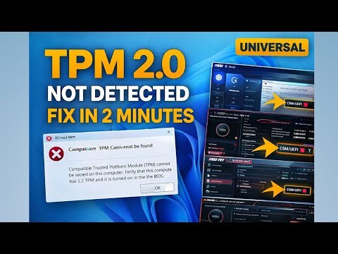 Fix TPM 2.0 Not Detected in 2 Minutes | Enable TPM for Windows 11 (2026)
