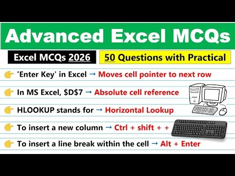 🔥 Top 50 Advanced Excel MCQs | Most Expected Questions 2026