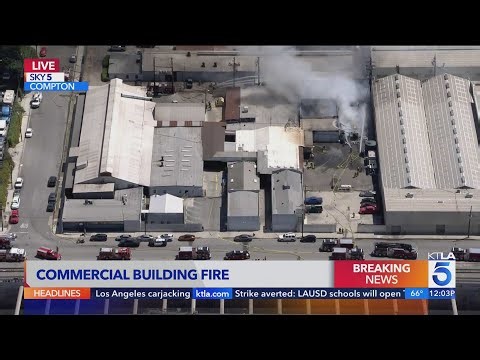 Crews extinguish large commercial fire in Compton