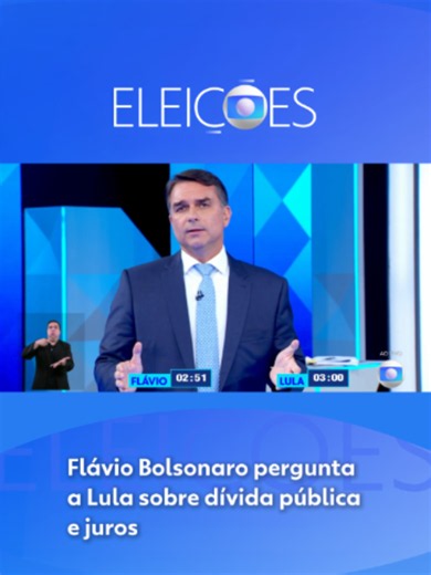 DEBATE PRESIDENCIAL - A TV Globo realiza nesta sexta-feira (23) o debate presidencial com os candidatos Luiz Inácio Lula da Silva (PT) e Flávio Bolsonaro (PL), que disputam o segundo turno das Eleições 2026. No vídeo, Flávio Bolsonaro perguntou a Lula sobre dívida pública e juros. Veja! O encontro é realizado ao vivo nos Estúdios Globo, no Rio de Janeiro, e mediado pelo jornalista César Tralli. A transmissão é feita pela TV Globo, com exibição simultânea pela GloboNews e pelo g1. O debate é divi