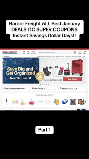 Harbor Freight ALL Best January DEALS ITC SUPER COUPONS Instant Savings Dollar Days!!