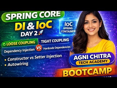 Day 2 : Spring Boot Bootcamp🚀| DI, Ioc, Autowiring, Constructor and setter injection@Agni_dev_hub