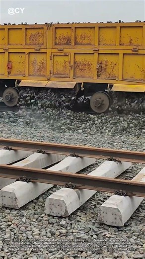 Worker Lays Railway Ballast on Track🌾 Heavy Construction Work