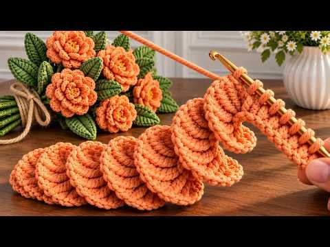 🌸 Beautiful Crochet Flower Stitch 🌸 Easy 3D Crochet Pattern for Beginners!