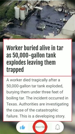Worker buried alive in tar as 50,000-gallon tank explodes leaving them trapped#usa #usashorts