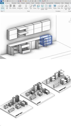 Parametric kitchen families created using revit