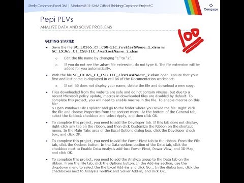 Shelly Cashman Excel 365 | Modules 8-11: SAM Critical Thinking Capstone Project C