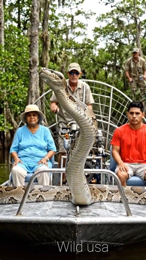 😱 Giant Python Climbed Onto an Airboat in Florida! 🐍🇺🇸