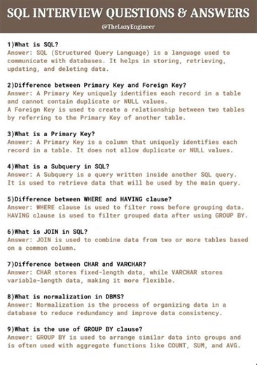 SQL Interview Questions & Answers for Freshers 🚀 | Most Asked SQL Questions #sql #interview