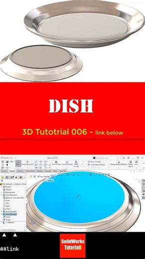 SolidWorks Tutorial #006: Dish/ Plate (sketch on face, draft extrude)#3d #solidworks #tutorial #cad