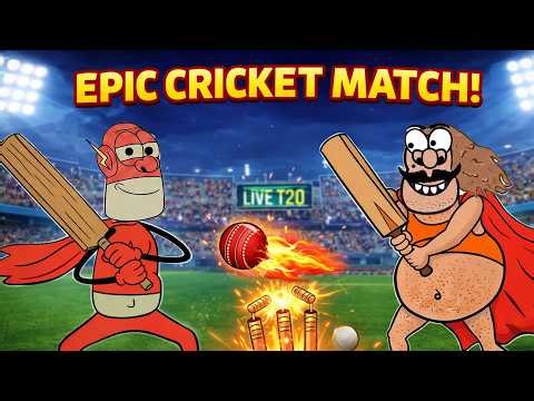 Epic Cartoon Cricket Match 🔥 Super Funny Batting Fight | Ice Cutting Style Animation 🏏😂