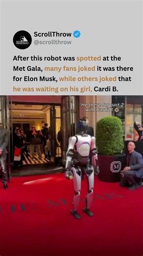 Robot crashes the Met Gala red carpet sparking jokes about Cardi B and Elon Musk 😭🤖 #metgala