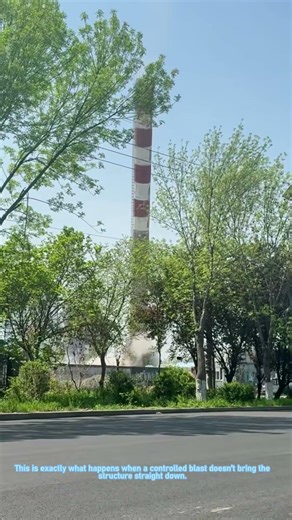 Chimney Demolition Gone Wrong: Sideways Collapse!