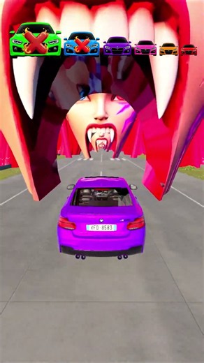 Big and Small Car vs Mira Half Demon form three eyes - Beamng.Drive #beambeamngdrive #beamng #shorts