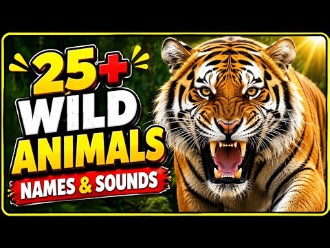 25+ Wild Animals & Their Sounds 🦁🐯🐘 | Learn Wild Animals & Animal Sounds for Kids | @P1i2h3u4T5V