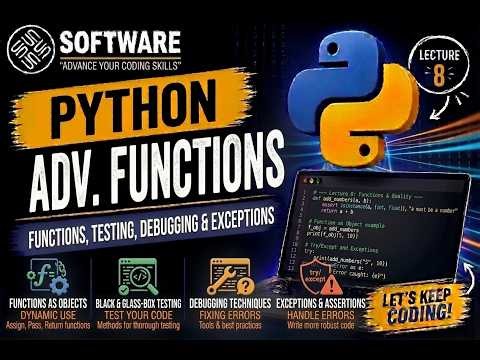 🧪 Python Programming Part 8 – Functions as Objects, Testing, Debugging & Exceptions 🛠️